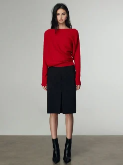 Wool-Blend Straight Neck Knit Top