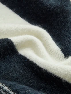 Wool-Blend Striped Cinched Cardigan