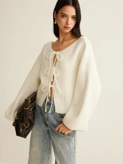 Wool-Blend Tie-Front Cardigan