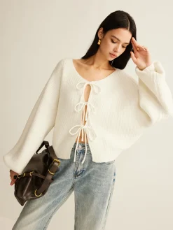 Wool-Blend Tie-Front Cardigan
