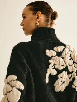 Wool-Blend Turtleneck Jacquard Sweater