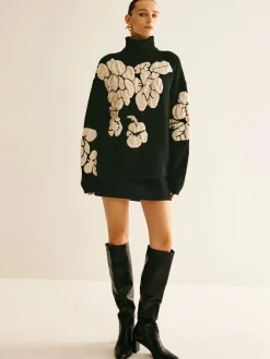 Wool-Blend Turtleneck Jacquard Sweater