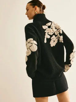 Wool-Blend Turtleneck Jacquard Sweater