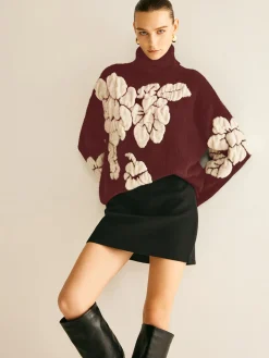 Wool-Blend Turtleneck Jacquard Sweater