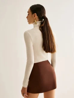 Wool-Blend Turtleneck Piping Sweater