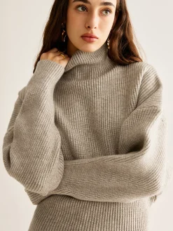 Wool-Blend Turtleneck Sweater Without Belt