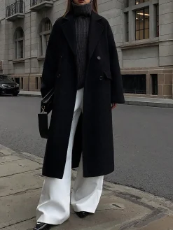 Wool-Blend Tweed Long Coat