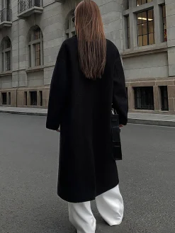 Wool-Blend Tweed Long Coat