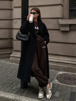 Wool-Blend Tweed Long Coat