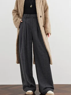 Wool-Blend Tweed Pleated Pants