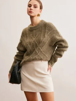 Wool-Blend Twist Shift Sweater
