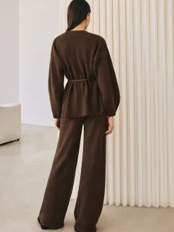 Wrap Belted Sweater Pants Set