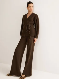 Wrap Belted Sweater Pants Set