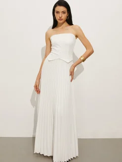 Wrap Off-Shoulder Pleated Dress