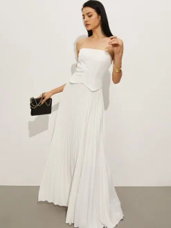 Wrap Off-Shoulder Pleated Dress