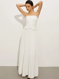 Wrap Off-Shoulder Pleated Dress