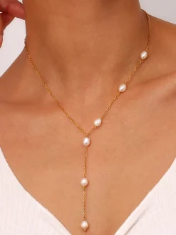 Y-Shape Pearl Pendant Necklace