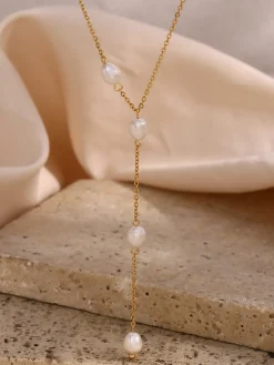 Y-Shape Pearl Pendant Necklace