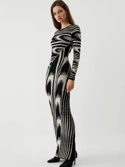 Zebra Print Long Sleeve Sweater Dress
