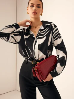 Zebra Printed Button-Down Collar Shirt