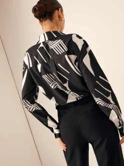 Zebra Printed Button-Down Collar Shirt