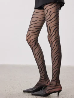 Zebra-Pattern Sheer Tights
