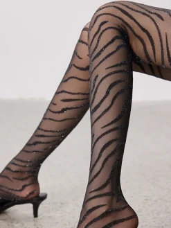 Zebra-Pattern Sheer Tights