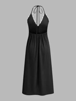 Zig Zag Edge Halter Midi Dress
