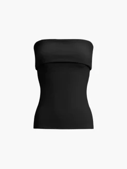 Zip Down Overfold Strapless Tube Top