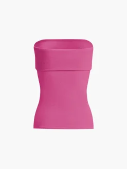 Zip Down Overfold Strapless Tube Top