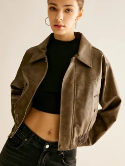 Zipper Faux Leather Jacket