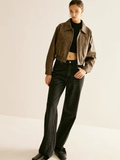 Zipper Faux Leather Jacket