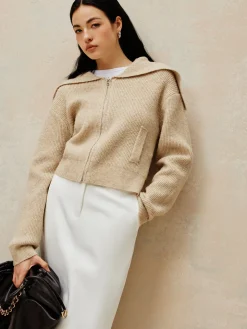 Zipper Pluffy Knit Outerwear