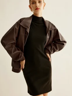 Zipper Shift PU Leather Jacket