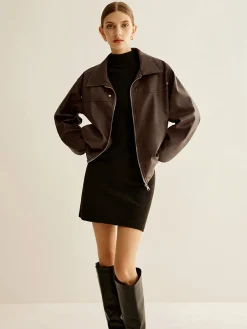 Zipper Shift PU Leather Jacket