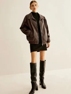 Zipper Shift PU Leather Jacket